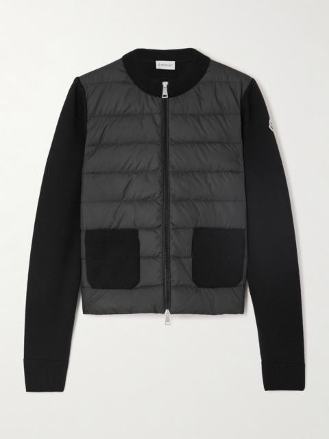 Moncler Wool and quilted shell down cardigan Black