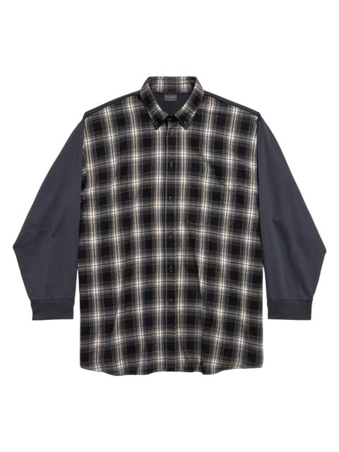 BALENCIAGA Men's Hybrid Overshirt - Black Grey