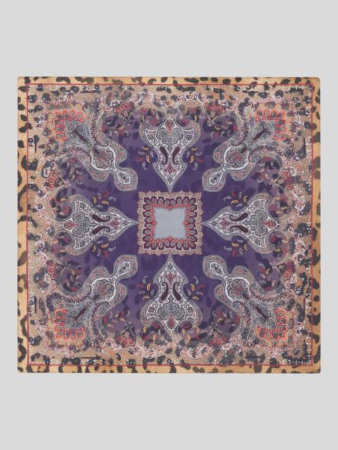 Etro SILK POCKET SQUARE WITH ANIMAL AND PAISLEY MOTIF