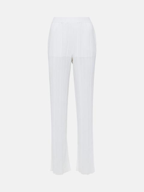 Pleated knit straight pants