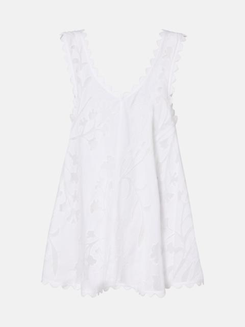juliet dunn Embroidered scalloped cotton minidress
