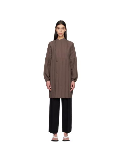 Pleats Please Issey Miyake Brown Smooth Coat
