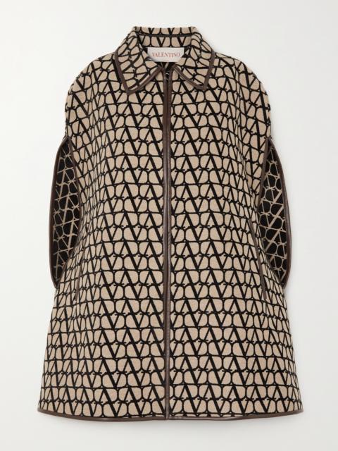 Valentino Leather-trimmed Canvas-jacquard Cape