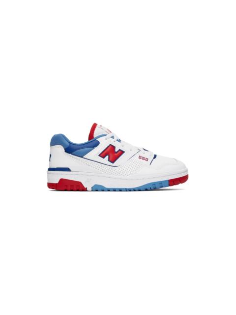 New Balance White & Blue 550 Sneakers