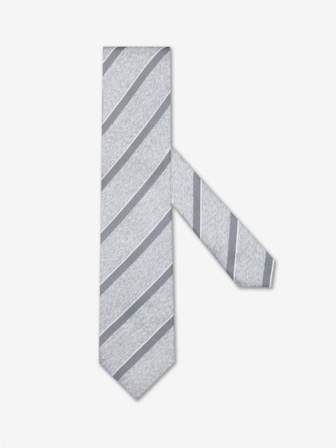 CORNELIANI Striped grey pure silk tie
