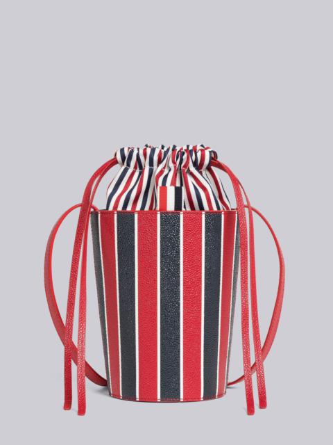 Stripe Pebble Grain Crossbody Mini Bucket Bag