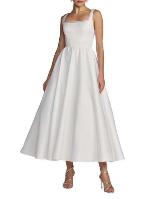 MAC DUGGAL Women's Beaded Satin A-Line Midi-Dress - Ivory