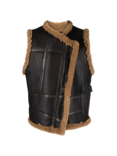 faux-shearling trim wrap vest