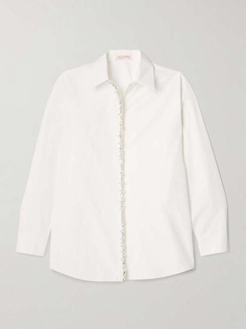 Oversized embellished cotton-poplin shirt