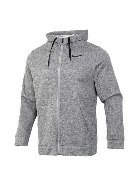 Nike Men's Nike Therma Casual Sports Cardigan Training Fleece Lined Hooded Jacket Gray CU6232-063