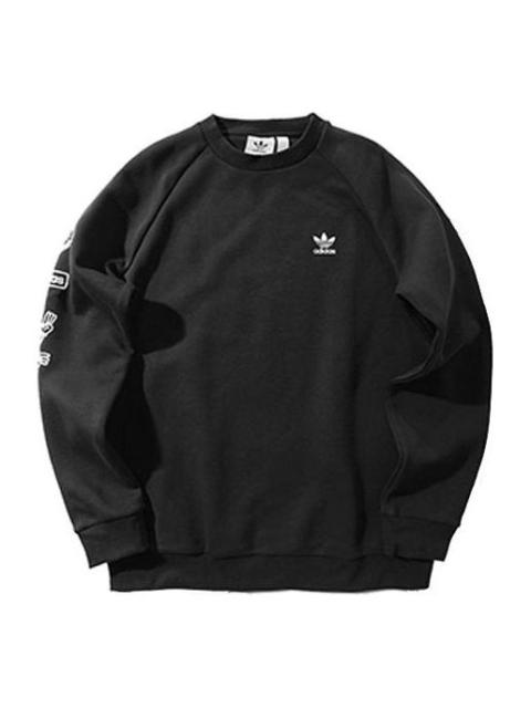 adidas originals Graphic Crew logo Printing Casual Sports Round Neck Pullover Black DP8576