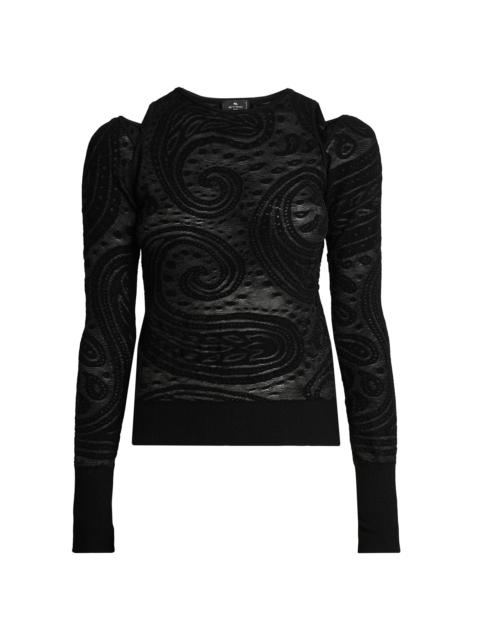 Etro Women's Paisley Cold-Shoulder Knit Top - Black