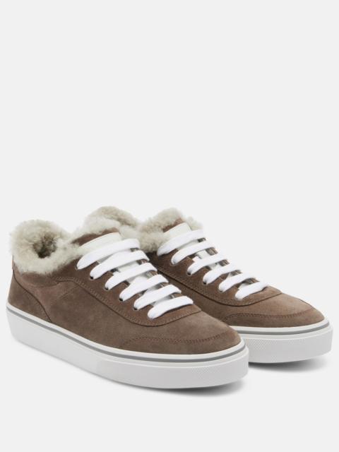 Brunello Cucinelli Monili shearling-trimmed suede sneakers