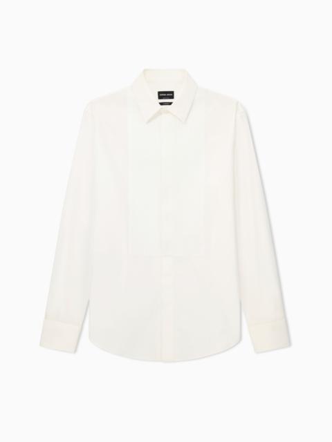 GIORGIO ARMANI COTTON TUXEDO SHIRT WITH PLEATED DETAIL
