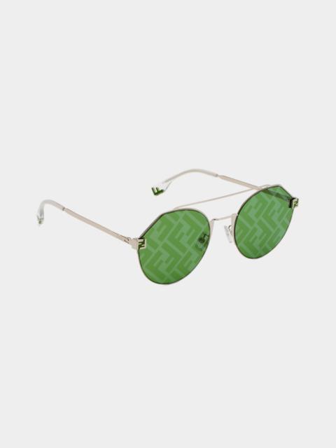 Men's Monogram-Lens Round Sunglasses