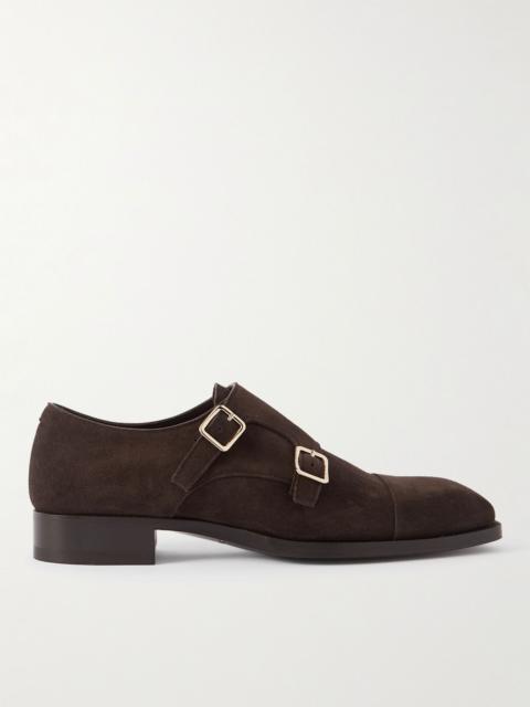 TOM FORD Elkan Suede Monk-Strap Shoes Brown