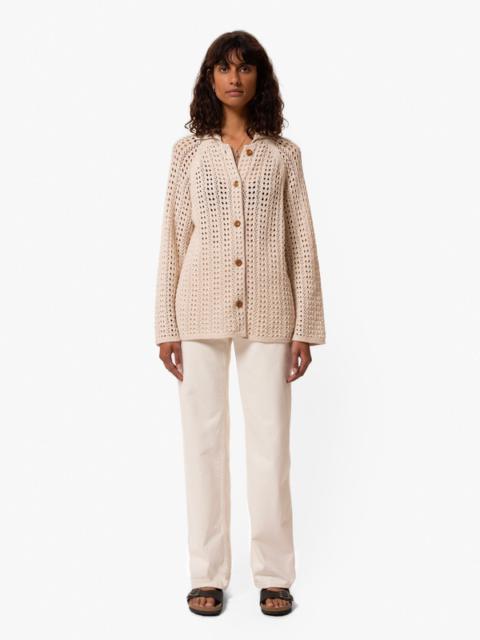 Nudie Jeans Carina Crochet Knit Cardigan Egg White