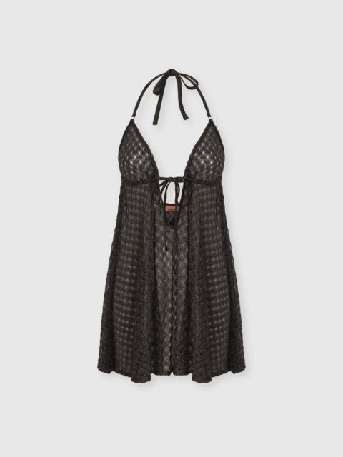 Missoni Babydoll mini dress in lamé viscose with spiderweb motif