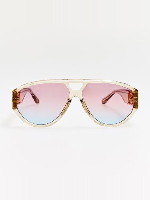 LINDA FARROW Portia Sunglasses in Truffle
