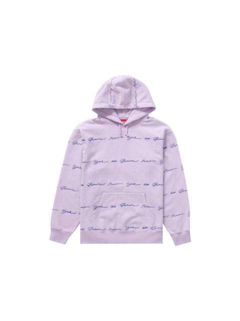 Supreme Script Stripe Hooded Sweatshirt Pale Purple