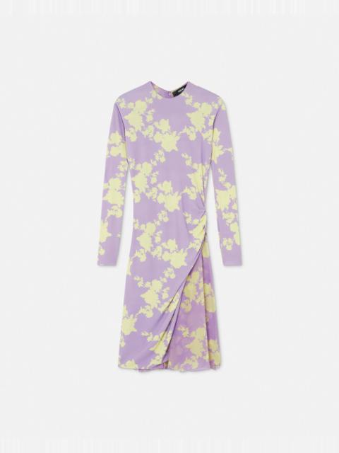 VERSACE Wild Roses Gathered Midi Dress