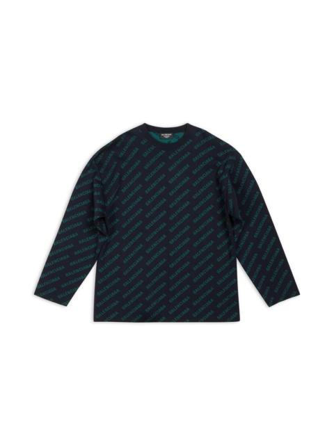 BALENCIAGA Men's Mini Allover Logo Sweater in Blue