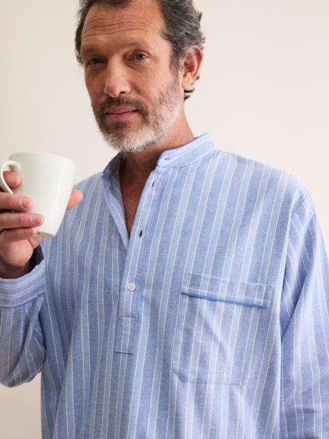Derek Rose Arran Brushed Cotton Nightshirt Blue Stripe