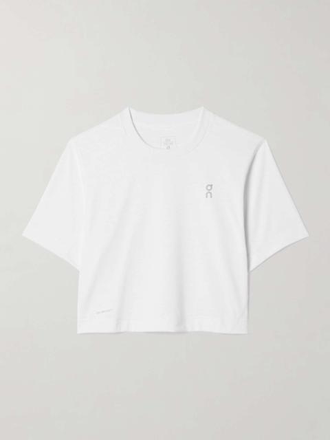 On Train cropped recycled-jersey T-shirt White