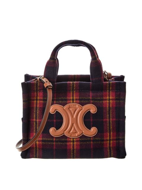 CELINE CELINE Cabas Thais Small Tartan & Leather Tote