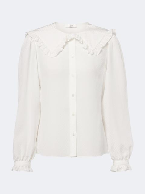Chloé Embroidered tie-neck silk georgette blouse
