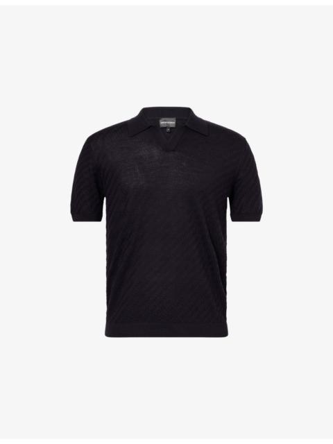 EMPORIO ARMANI Textured Short-Sleeves Knitted Polo Shirt