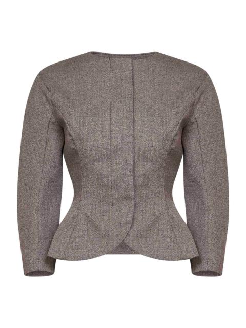 JACQUEMUS Dark brown mouliné viscose blend The Palmier short jacket