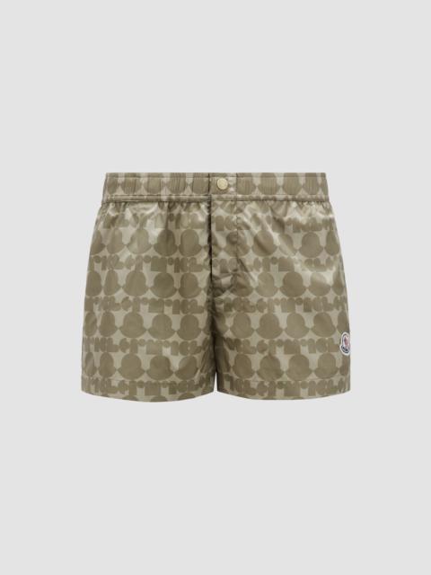 Moncler Logo Print Swim Shorts