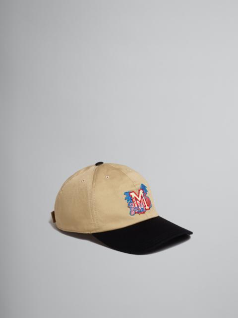 Marni BASEBALL HAT WITH M PATCH IN TWO-TONE COTTON