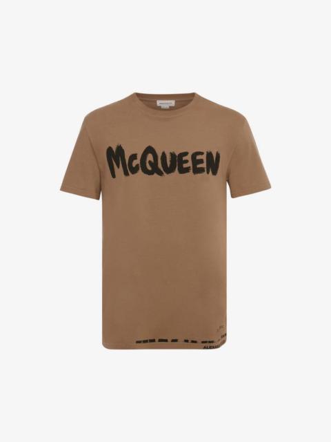 Alexander McQueen Mcqueen Graffiti T-shirt in Beige