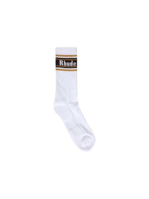 Rhude Rhude Stripe Logo Sock 'White/Mustard/Brown'
