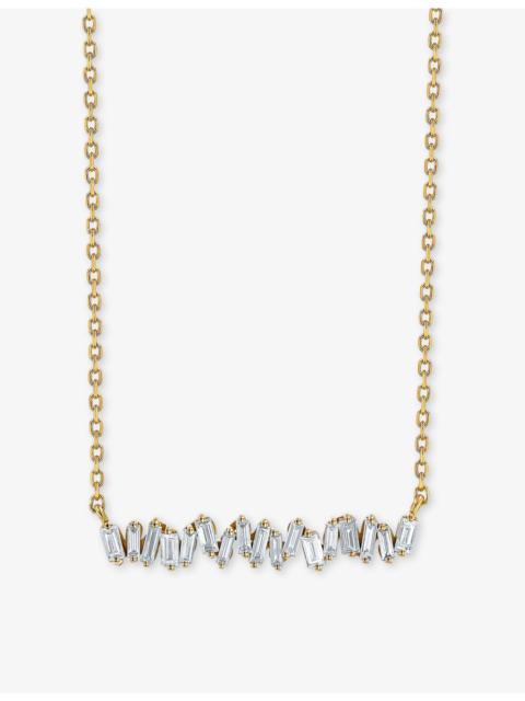 SUZANNE KALAN Classic 18ct white-gold and 0.30ct diamond bar necklace