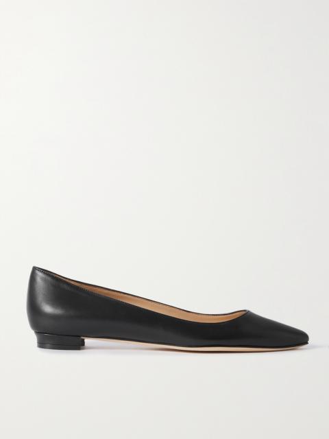 Manolo Blahnik Bb 10 Leather Point-toe Flats