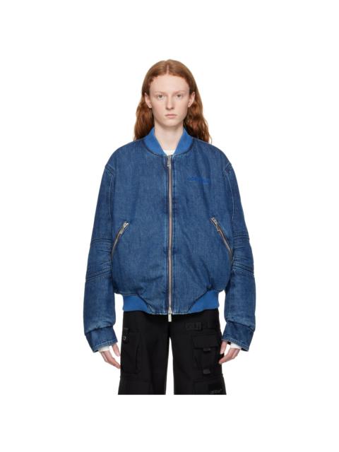 Off-White Blue Paneled Denim Bomber Jacket