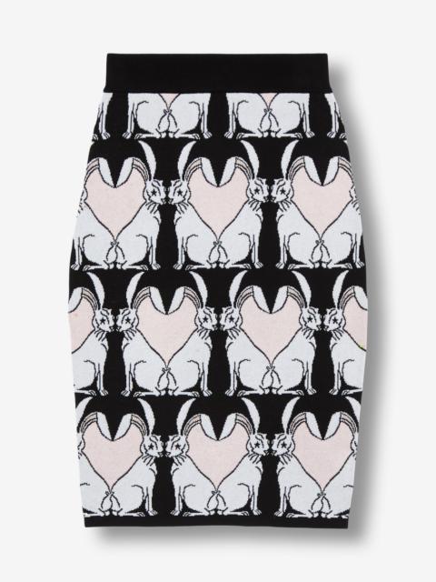 Burberry Rabbit Viscose and Wool Blend Jacquard Pencil Skirt