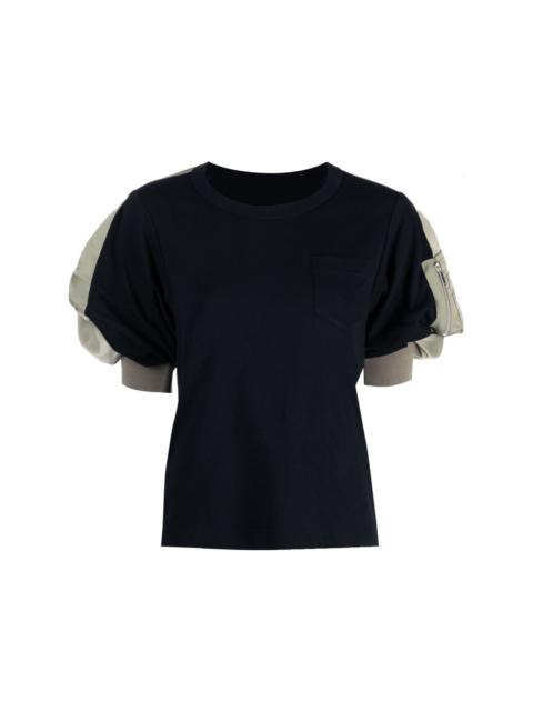 panelled short-sleeve cotton T-shirt
