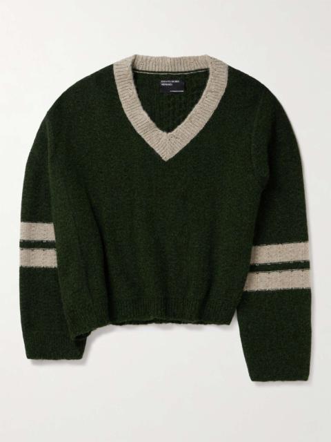 Enfants Riches Déprimés Asymmetric Striped Brushed-Cashmere Sweater
