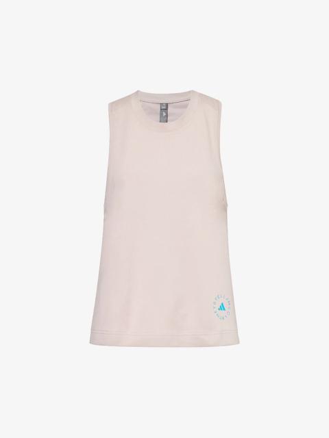 Logo-print regular-fit organic-cotton and recycled-polyester blend top