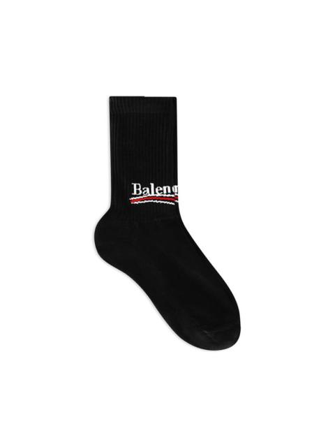 BALENCIAGA Men's Political Campaign Tennis Socks in Black