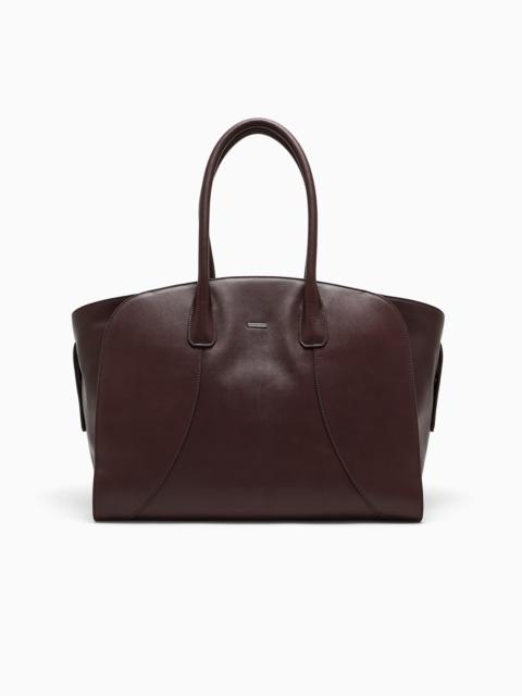 EMPORIO ARMANI LEATHER TOTE BAG WITH ROUNDED HANDLES AND A SMOOTH FINISH