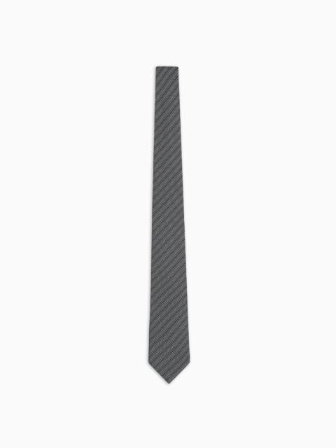 EMPORIO ARMANI Pure silk tie with jacquard op-art motif