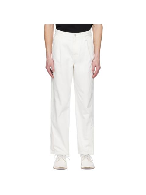 SOLID HOMME White Semi-Wide Jeans