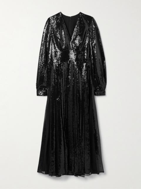 ELIE SAAB Sequined Tulle Midi Dress