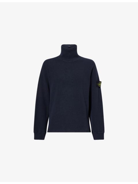 Compass Badge Ribbed Wool-Nylon Knitted Jumper
