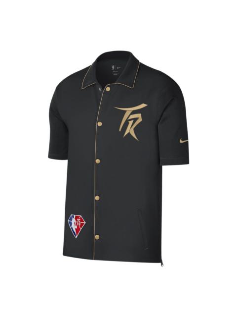 Nike Nike NBA Toronto Raptors Alphabet Logo Printing Casual lapel Short Sleeve Shirt Black DB2472-010